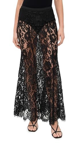 Women's Lace Inset Midi Skirt